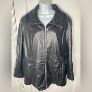 Preswick & Moore Black Leather Women's Jacket Pictured AS-IS